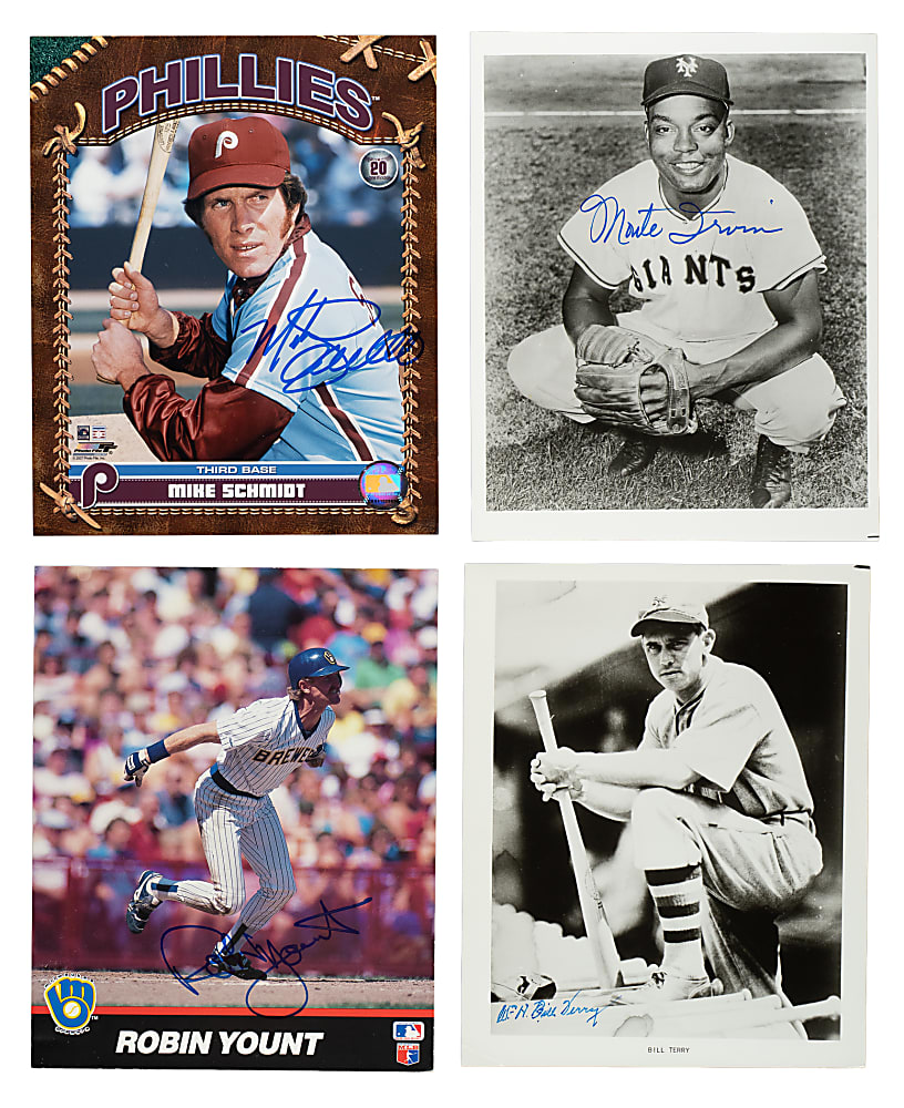 Hall of Fame and Star Signed Photograph Collection (22) Including Mays, Musial, and Rose