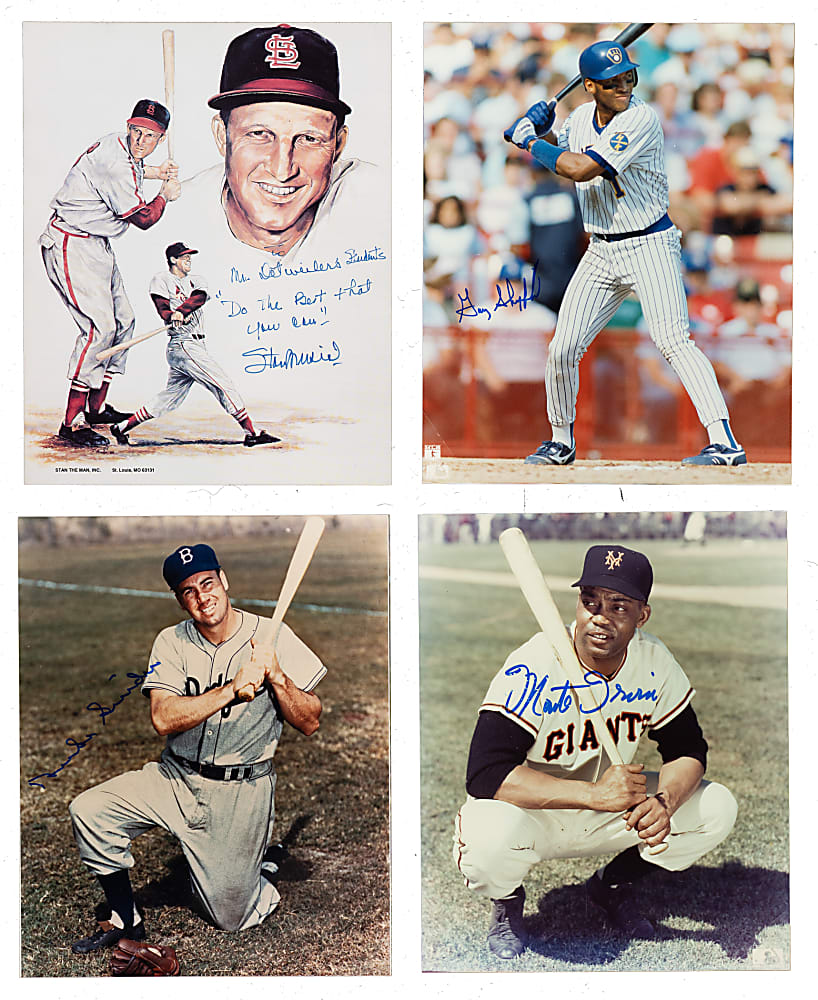 Hall of Fame and Star Signed Photograph Collection (18) Including Musial, and Rose
