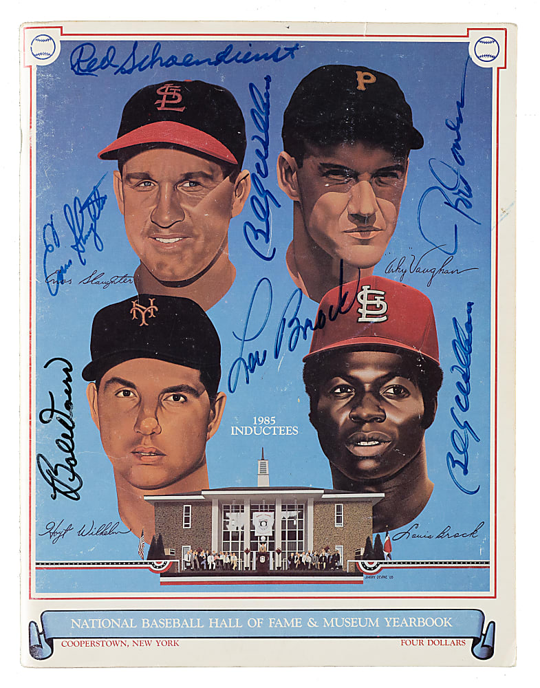 1985 Baseball Hall of Fame Yearbook Signed by DiMaggio, Aaron, Mays and 26 Other Hall of Famers