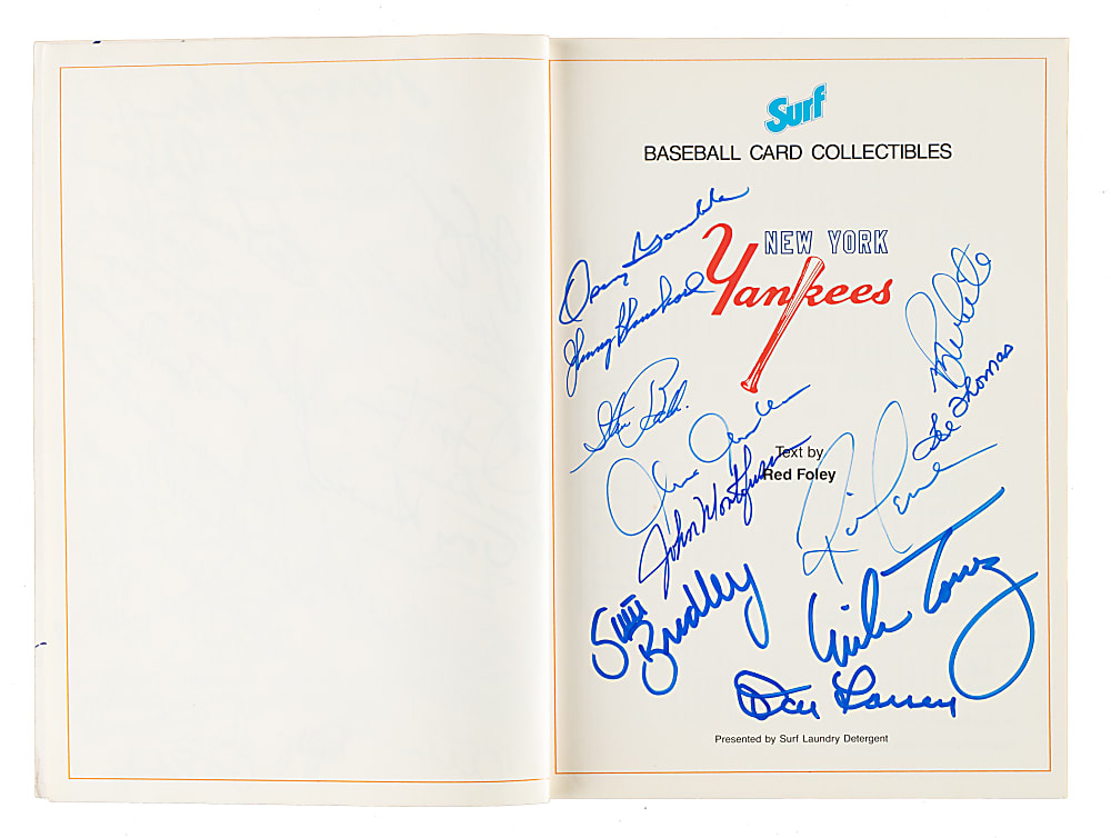 "Topps Baseball Cards: New York Yankees, 1952-1988" Multi-Signed Softcover Book (69 Signatures)