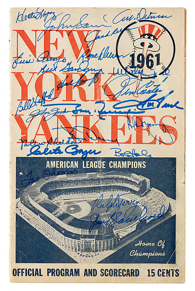 1961 New York Yankees (vs. Baltimore Orioles) Multi-Signed Program (22 Signatures)