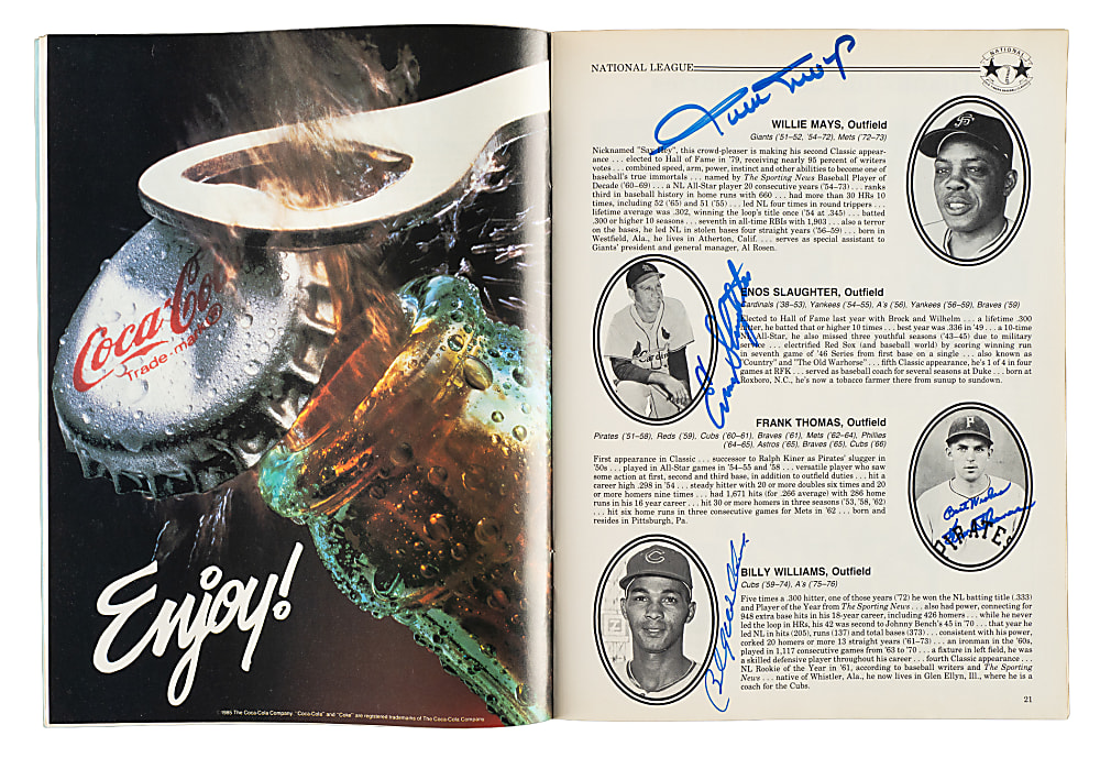 1986 Old Timers Baseball Classic Game Program Signed by 23 Participants Including Willie Mays and Larry Doby