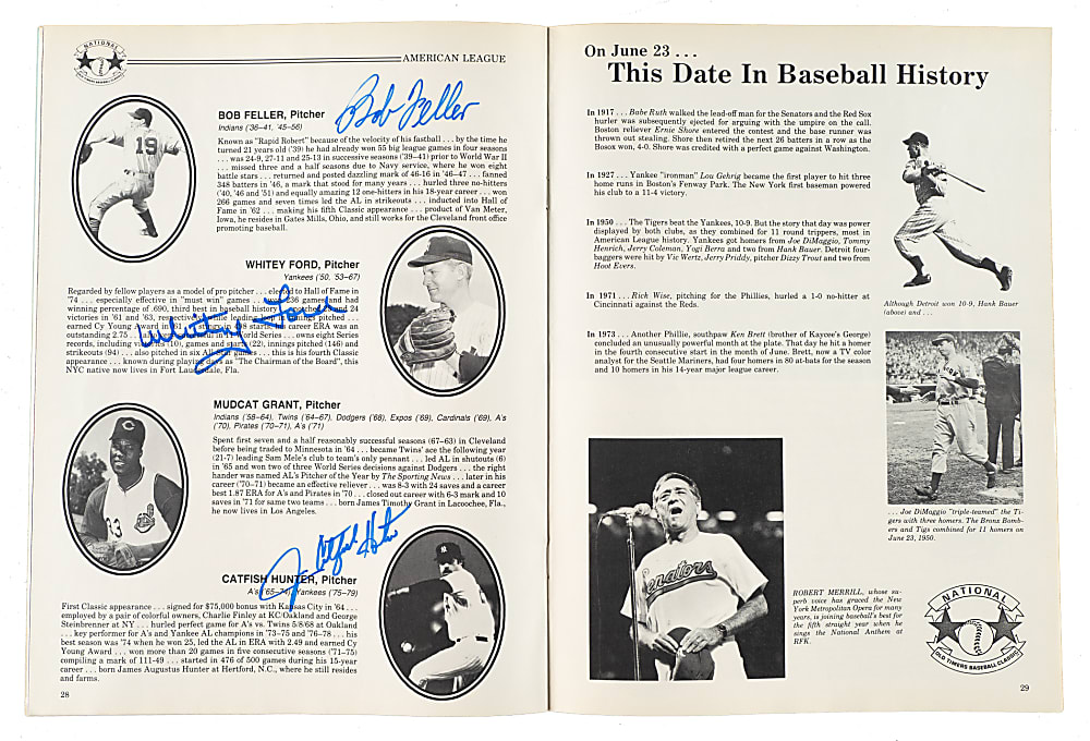 1986 Old Timers Baseball Classic Game Program Signed by 23 Participants Including Willie Mays and Larry Doby
