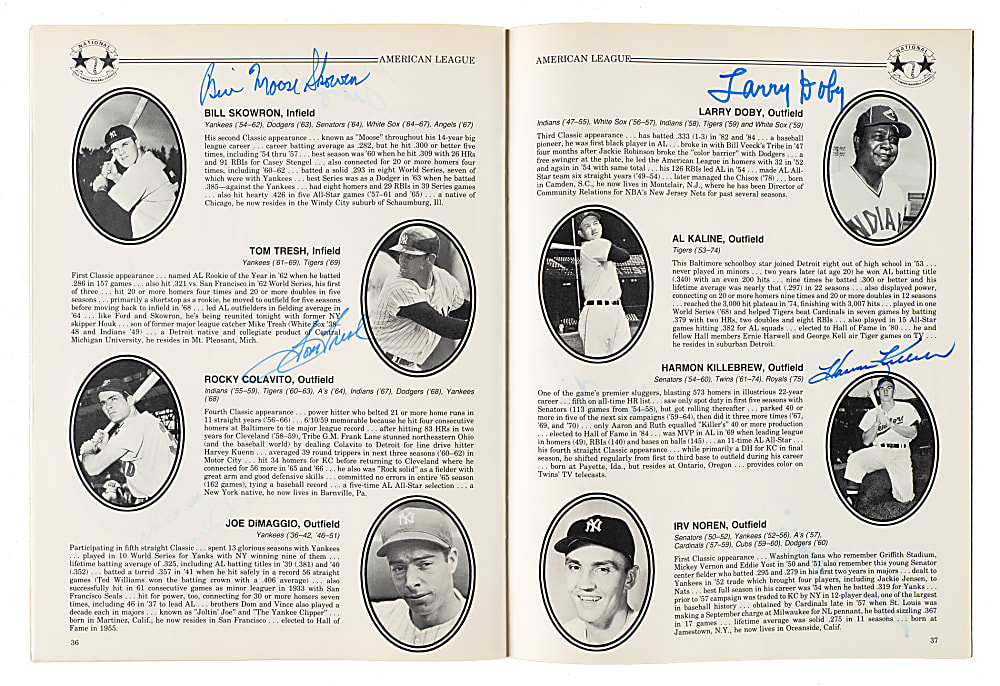 1986 Old Timers Baseball Classic Game Program Signed by 23 Participants Including Willie Mays and Larry Doby