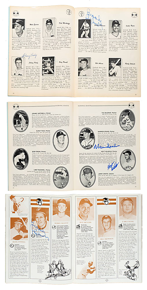 Signed 1986 to 1990 Old Timers Baseball Classic Game Program Collection (4) - 20 Signatures with 14 Hall of Famers
