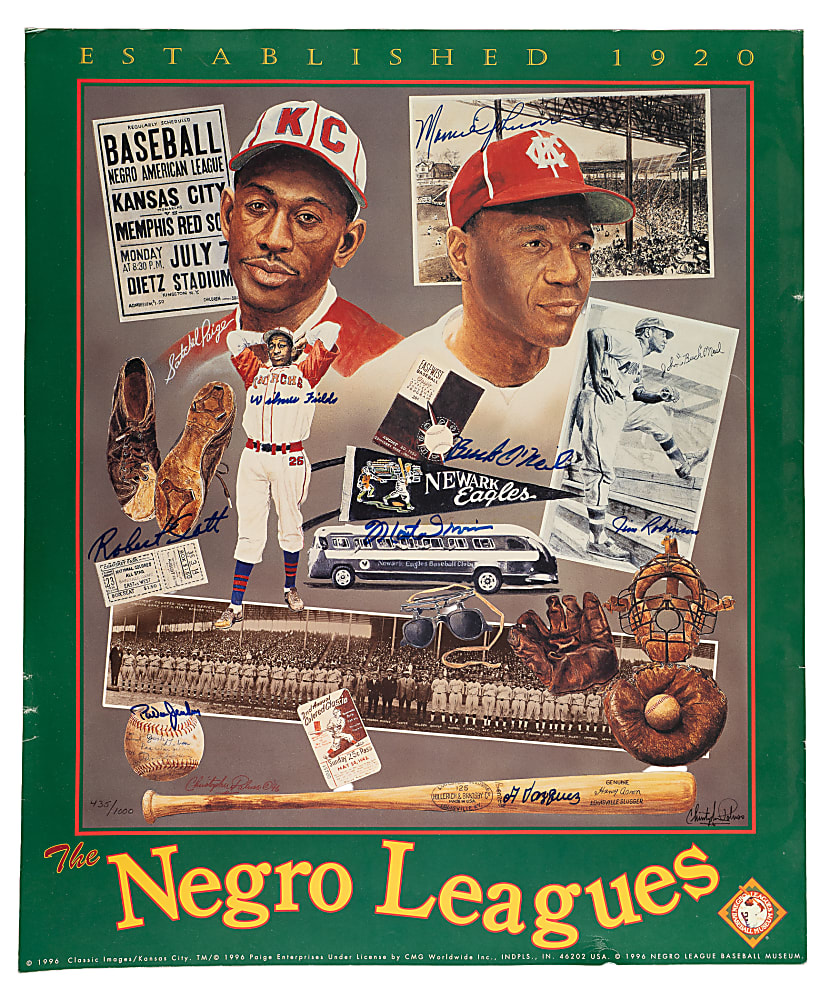 Negro Leaguers Multi-Signed Print Pair Including Monte Irvin, Buck O'Neil, Leon Day, and Mamie Johnson