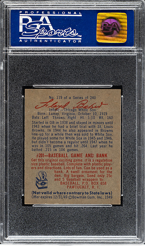 1949 Bowman #119 Floyd Baker PSA NM-MT 8