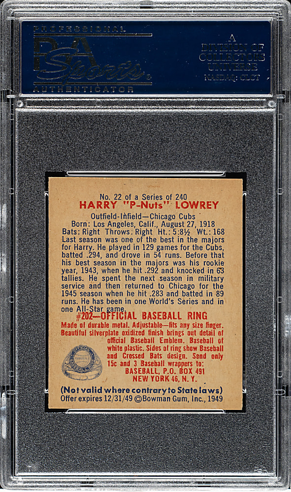 1949 Bowman #22 Harry Lowery PSA NM+ 7.5