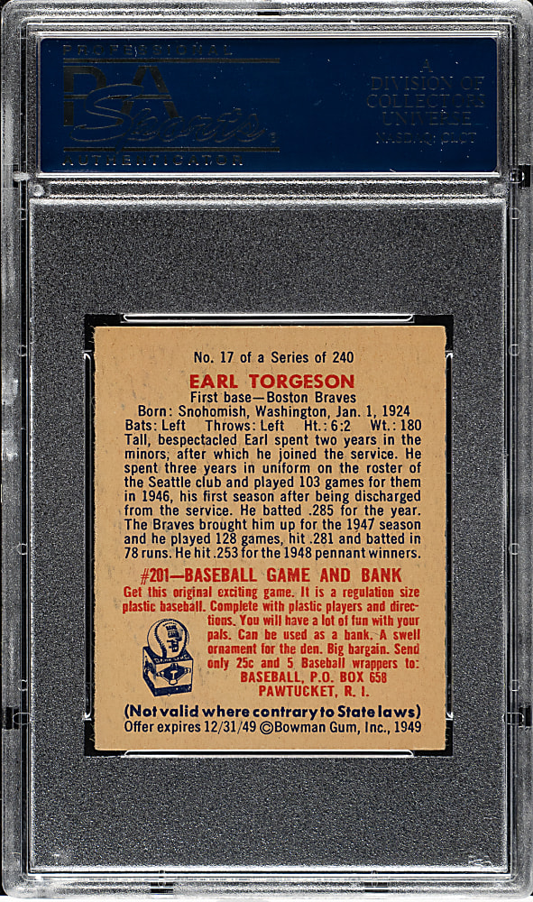1949 Bowman #17 Earl Torgeson PSA NM 7