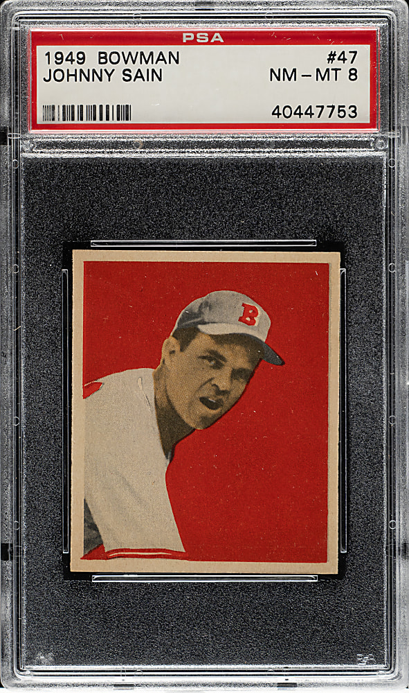 1949 Bowman #47 Johnny Sain PSA NM-MT 8
