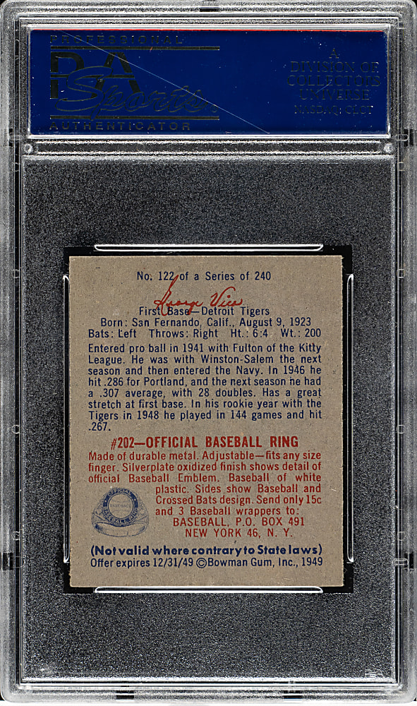 1949 Bowman #122 George Vico PSA NM-MT 8