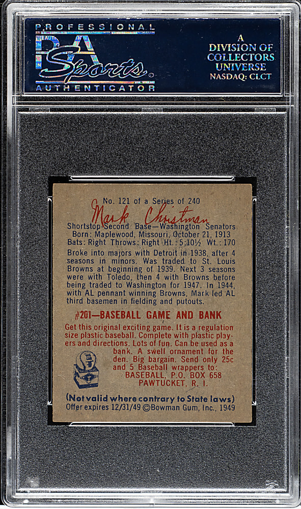1949 Bowman #121 Mark Christman PSA NM-MT 8