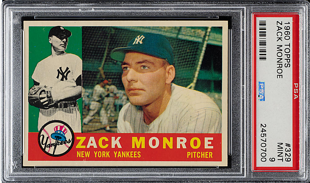1960 Topps #329 Zack Monroe PSA MINT 9