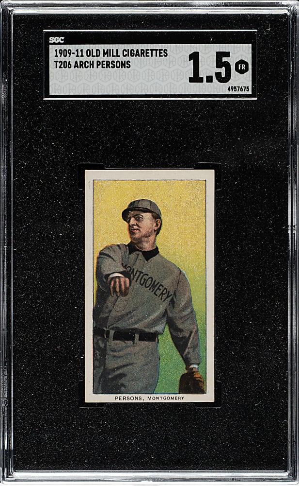1909-1911 T206 White Border Arch Persons Southern Leaguer SGC FAIR 1.5 - Old Mill Back