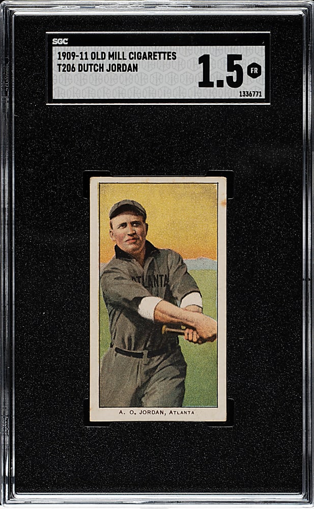 1909-1911 T206 White Border Dutch Jordan Southern Leaguer SGC FAIR 1.5 - Old Mill Back