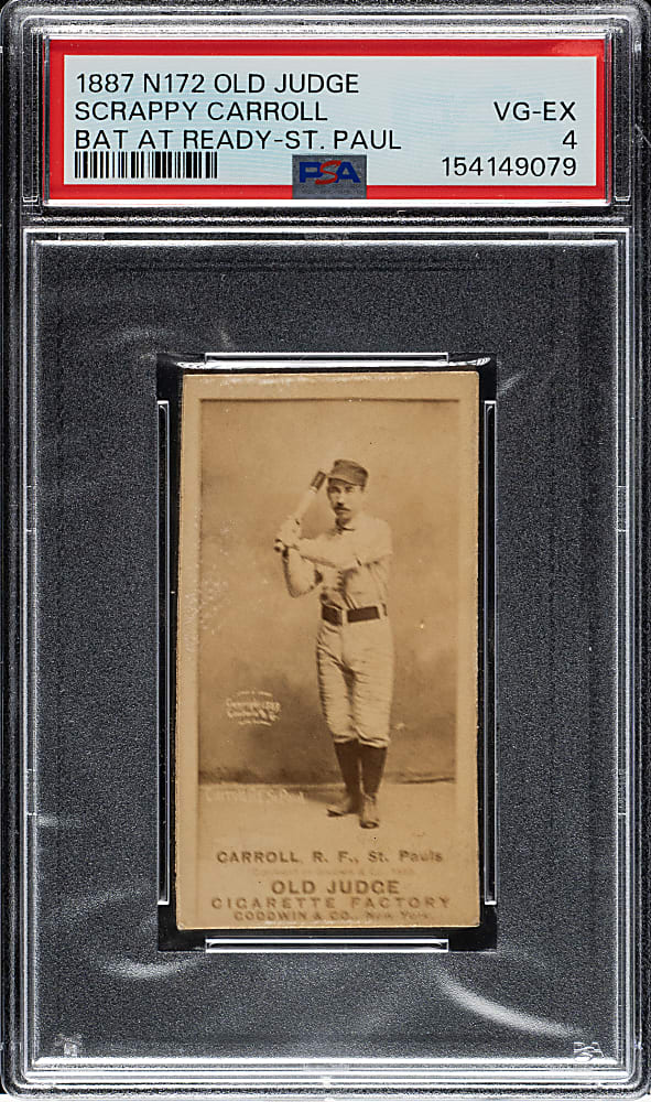1889 N172 Old Judge Scrappy Carroll PSA VG-EX 4