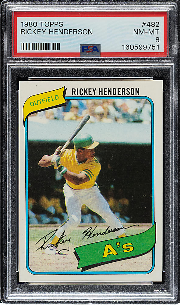 1980 Topps #482 Rickey Henderson Rookie PSA NM-MT 8
