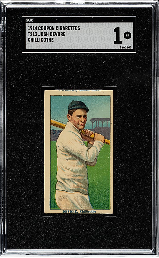 1914 T213 Coupon Cigarettes (Type 2) Josh Devore Chillicothe SGC POOR 1
