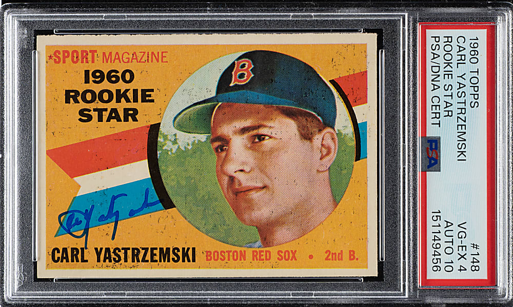 Signed 1960 Topps #148 Carl Yastrzemski Rookie PSA VG-EX 4 with GEM MINT 10 Signature