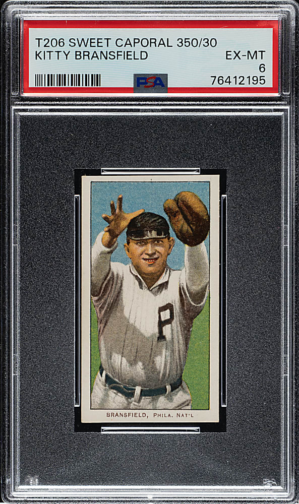 1909-1911 T206 White Border Kitty Bransfield PSA EX-MT 6