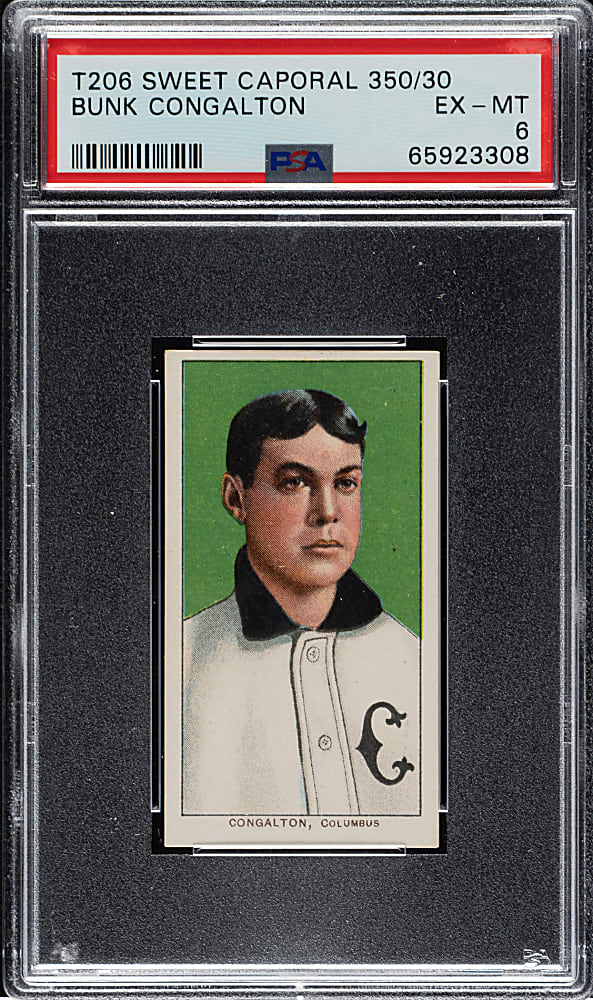 1909-1911 T206 White Border Bunk Congalton PSA EX-MT 6