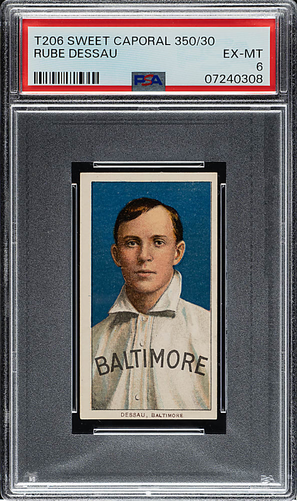 1909-1911 T206 White Border Rube Dessau PSA EX-MT 6