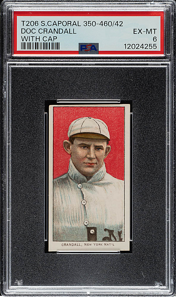 1909-1911 T206 White Border Doc Crandall Portrait with Cap PSA EX-MT 6