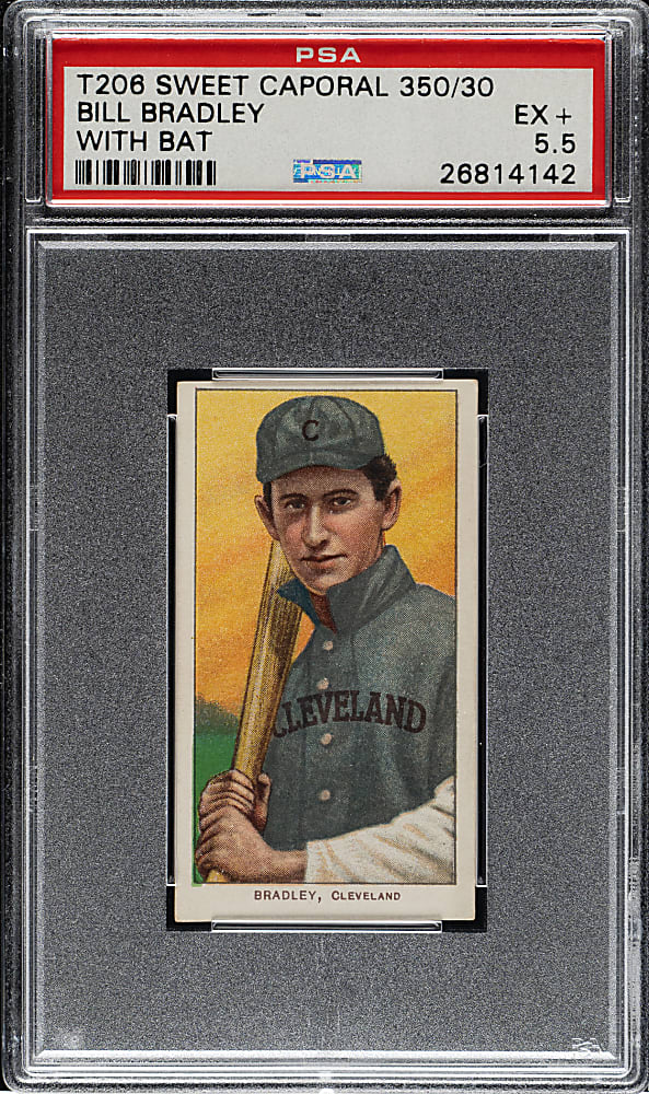 1909-1911 T206 White Border Bill Bradley with Bat PSA EX+ 5.5