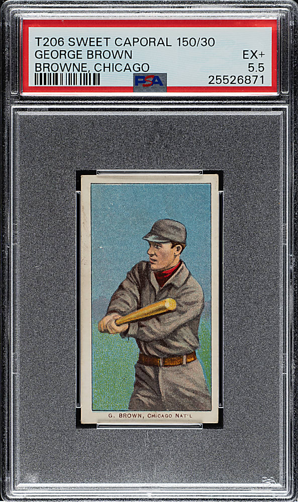 1909-1911 T206 White Border George Brown Chicago PSA EX+ 5.5