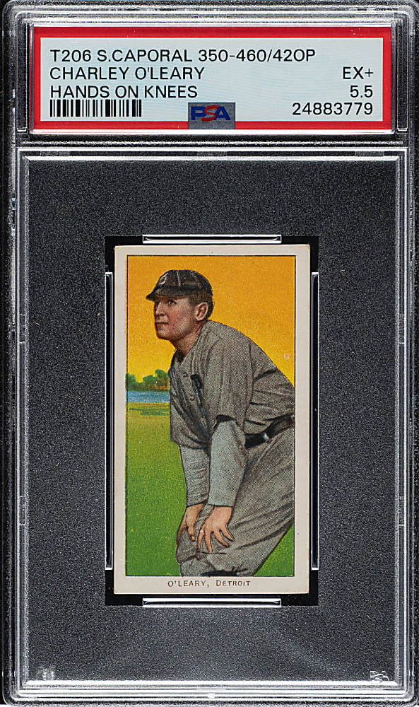 1909-1911 T206 White Border Charley O'Leary Hands on Knees PSA EX+ 5.5