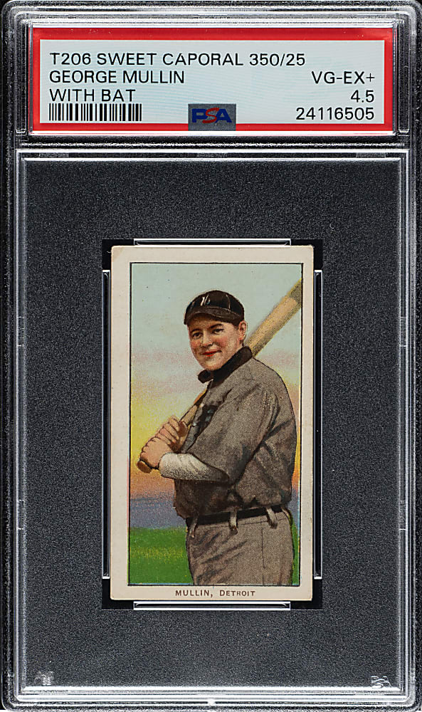1909-1911 T206 White Border George Mullin with Bat PSA VG-EX+ 4.5