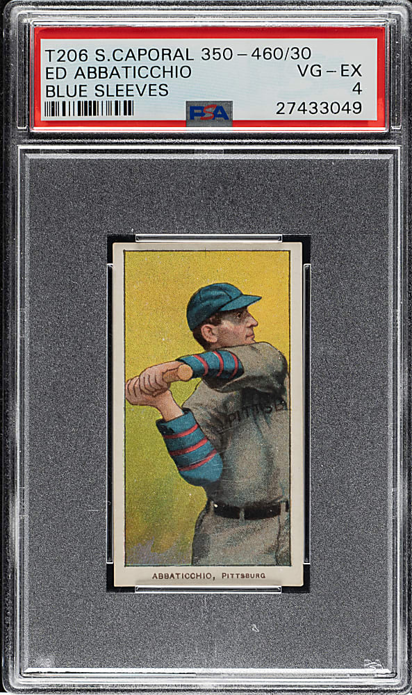 1909-1911 T206 White Border Ed Abbaticchio Blue Sleeves PSA VG-EX 4