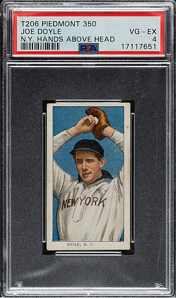 1909-1911 T206 White Border Joe Doyle N.Y. Hands Above Head PSA VG-EX 4