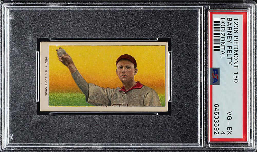 1909-1911 T206 White Border Barney Pelty Horizontal PSA VG-EX 4