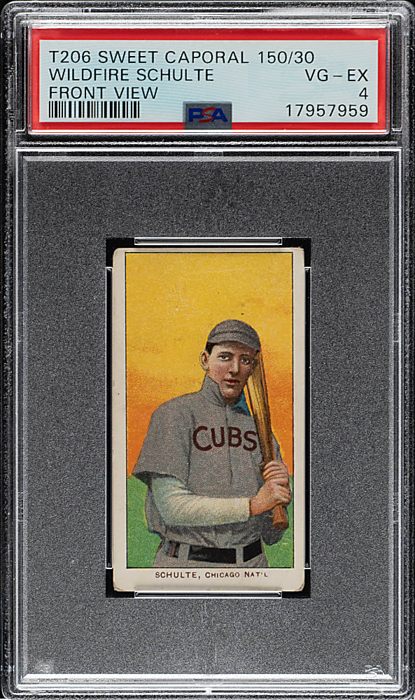 1909-1911 T206 White Border Wildfire Schulte Front View PSA VG-EX 4