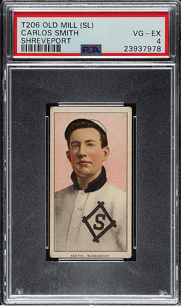 1909-1911 T206 White Border Carlos Smith Southern Leaguer PSA VG-EX 4 - Old Mill Back