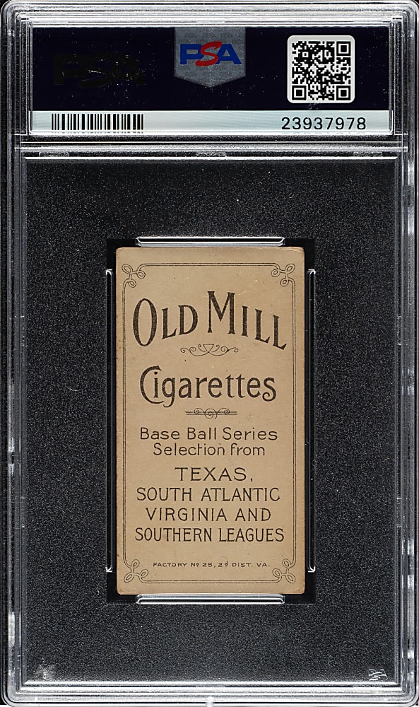 1909-1911 T206 White Border Carlos Smith Southern Leaguer PSA VG-EX 4 - Old Mill Back