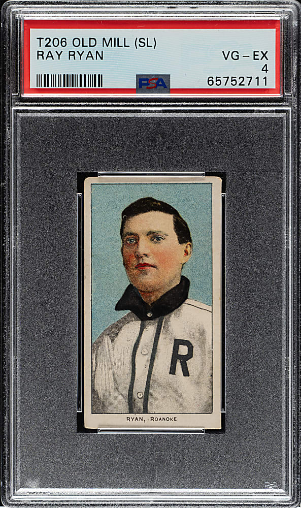 1909-1911 T206 White Border Ray Ryan Southern Leaguer PSA VG-EX 4 - Old Mill Back