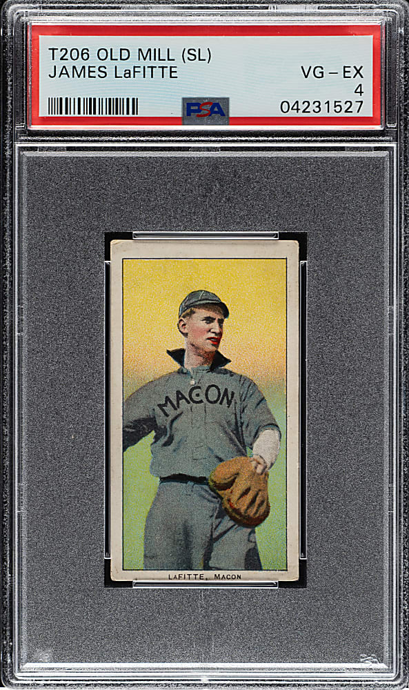 1909-1911 T206 White Border James Lafitte Southern Leaguer PSA VG-EX 4 - Old Mill Back