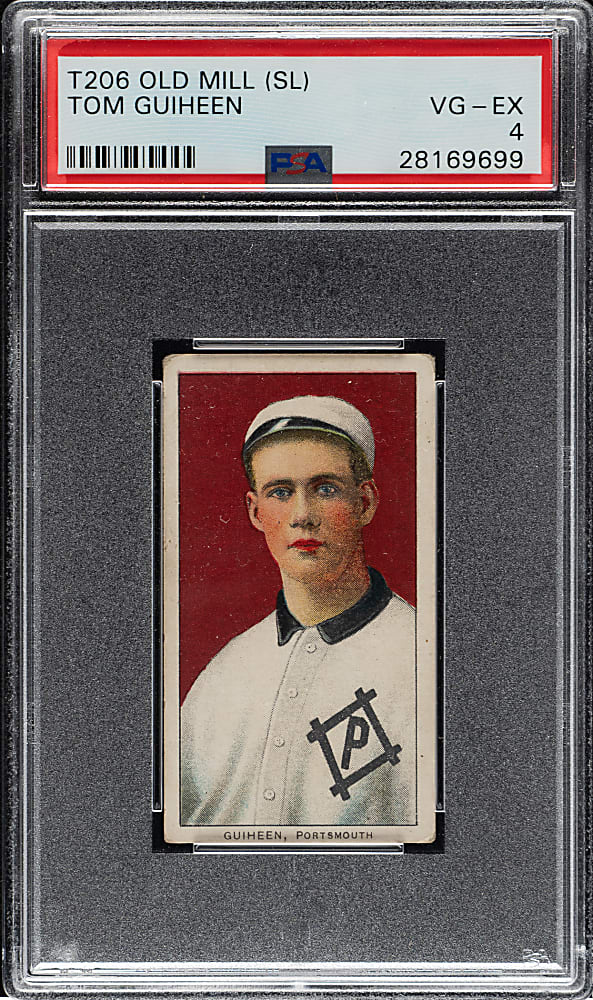 1909-1911 T206 White Border Tom Guiheen Southern Leaguer PSA VG-EX 4 - Old Mill Back