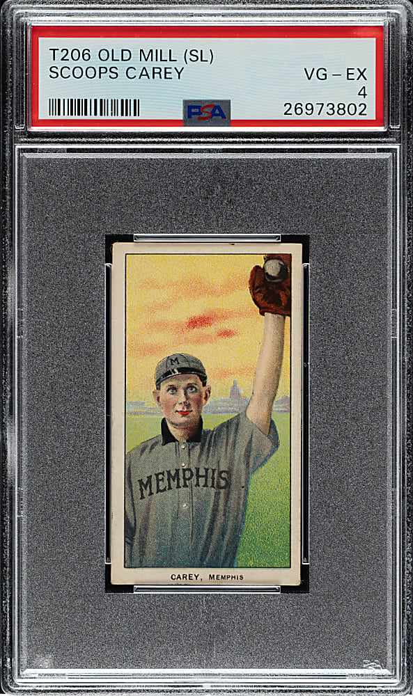 1909-1911 T206 White Border Scoops Carey Southern Leaguer PSA VG-EX 4 - Old Mill Back