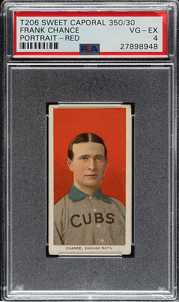 1909-1911 T206 White Border Frank Chance Portrait Red Background PSA VG-EX 4