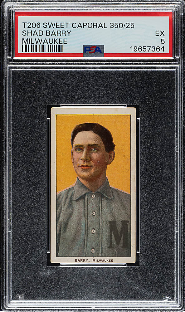 1909-1911 T206 White Border Shad Barry PSA EX 5