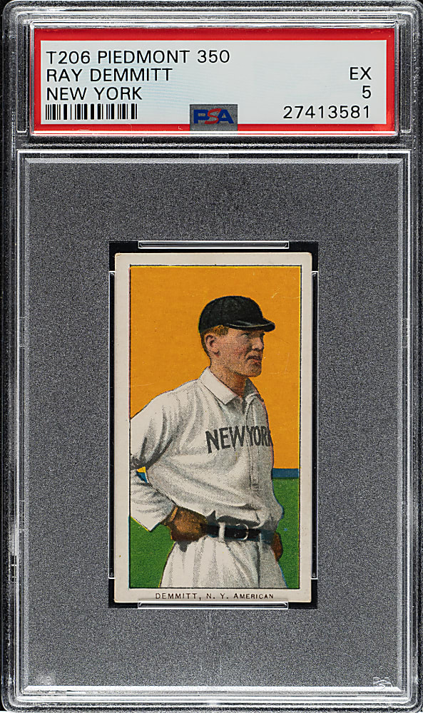 1909-1911 T206 White Border Ray Demmitt New York PSA EX 5
