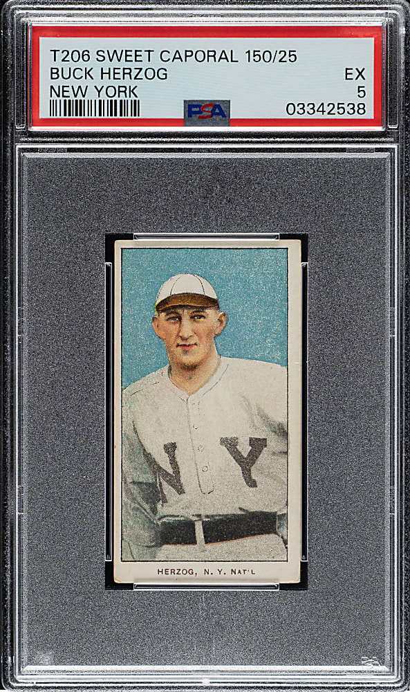 1909-1911 T206 White Border Buck Herzog New York PSA EX 5