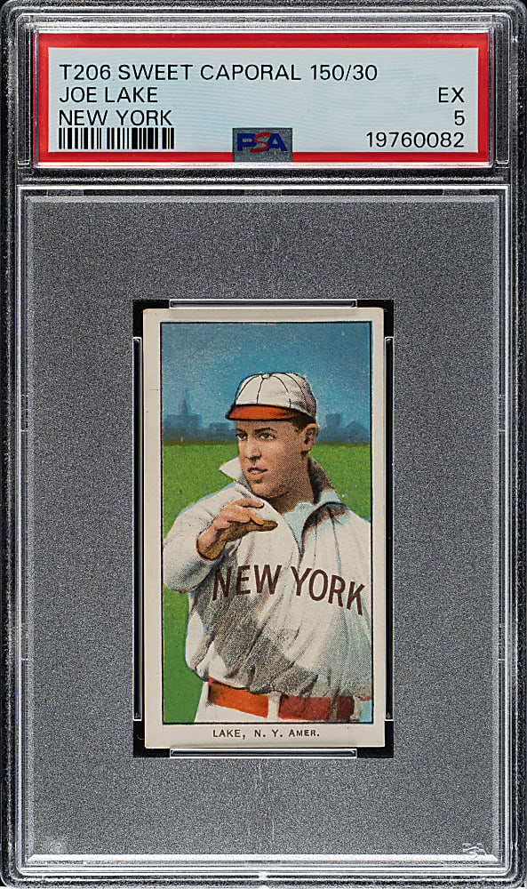 1909-1911 T206 White Border Joe Lake New York PSA EX 5