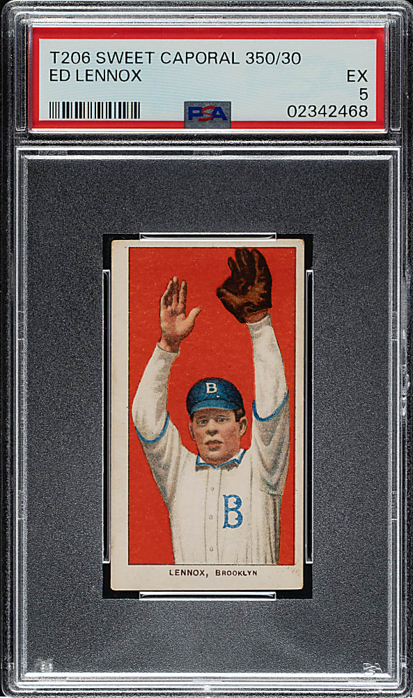 1909-1911 T206 White Border Ed Lennox PSA EX 5