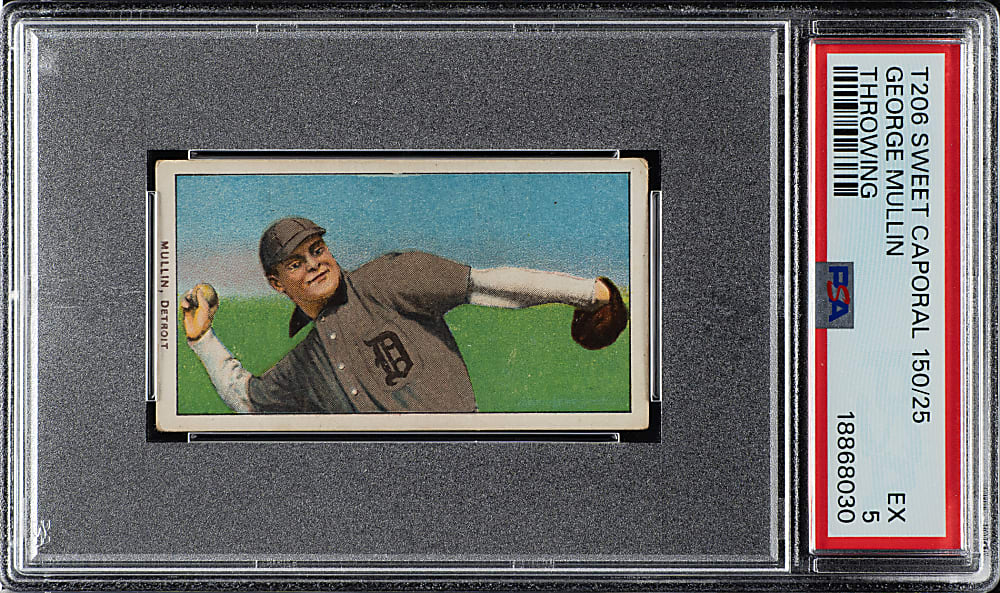 1909-1911 T206 White Border George Mullin Throwing PSA EX 5
