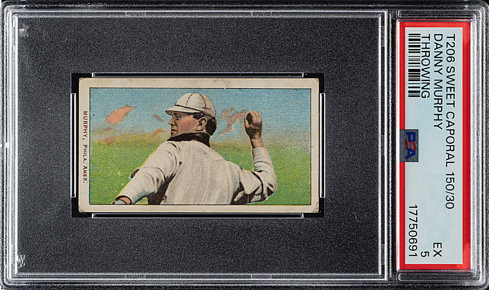 1909-1911 T206 White Border Danny Murphy Throwing PSA EX 5