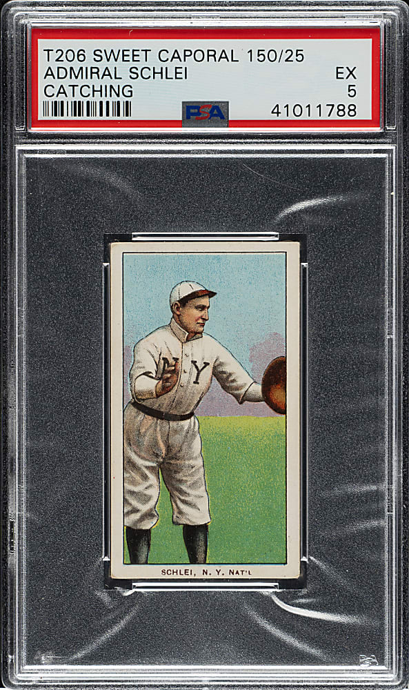 1909-1911 T206 White Border Admiral Schlei Catching PSA EX 5
